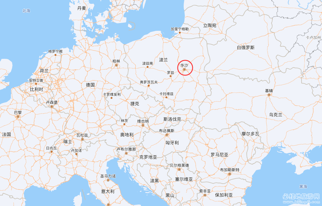 波兰首都华沙的位置地图